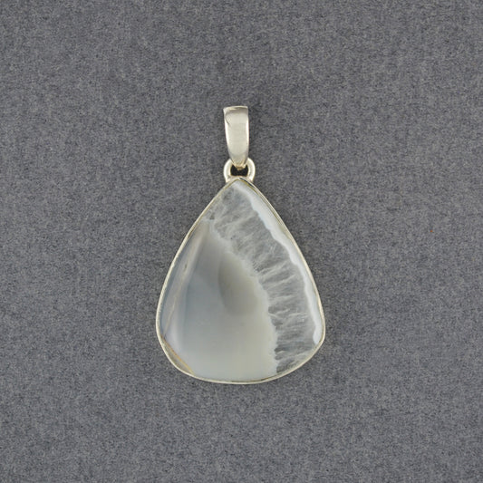 Sterling Silver Agate Grey Teardrop Pendant