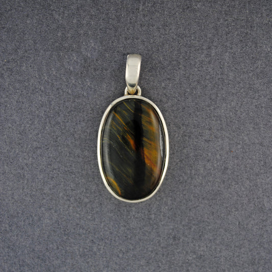 Sterling Silver Tiger's Eye Small Oval Pendant