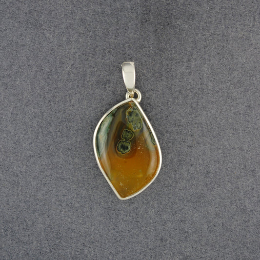 Sterling Silver Ocean Jasper Orange Drop Pendant