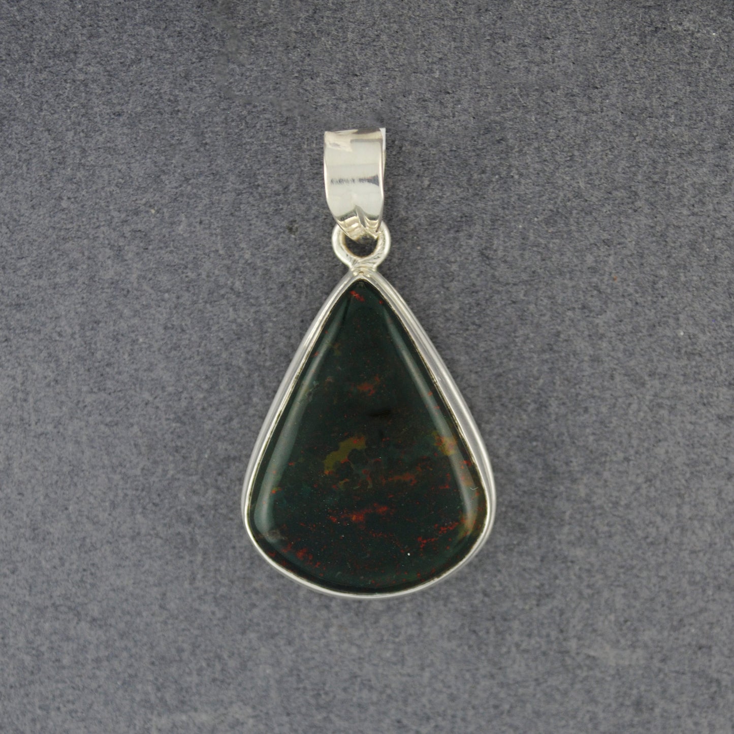 Sterling Silver Bloodstone Teardrop Pendant