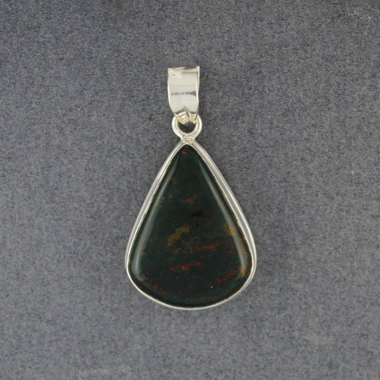 Sterling Silver Bloodstone Teardrop Pendant
