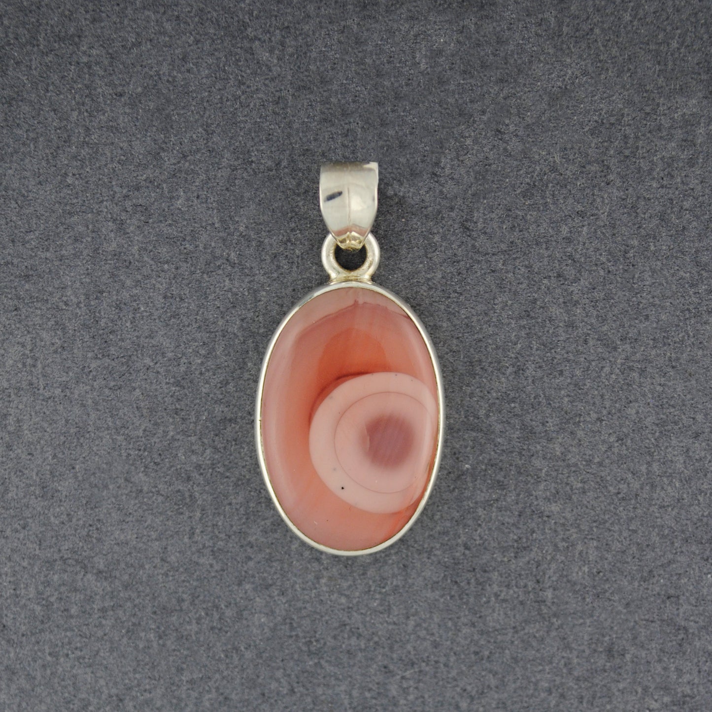 Sterling Silver Imperial Japser Pink Small Oval Pendant