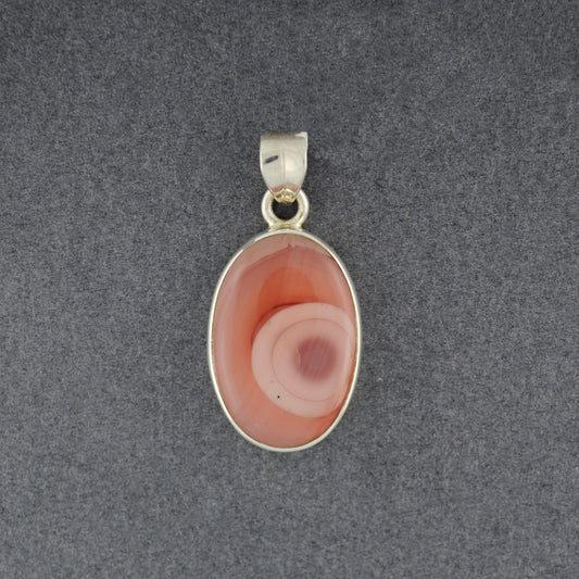 Sterling Silver Imperial Japser Pink Small Oval Pendant