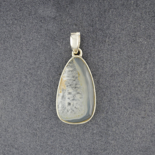 Sterling Silver Grey Agate Small Teardrop Pendant
