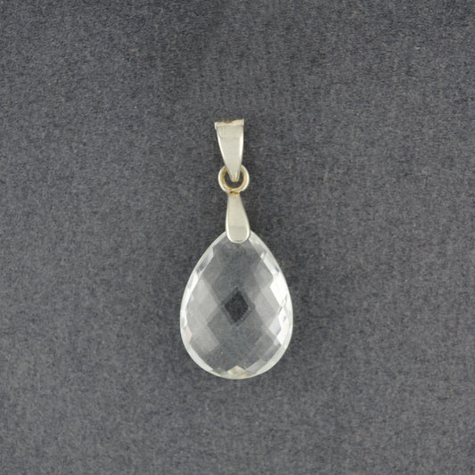 Sterling Silver Faceted Quartz Teardrop Pendant