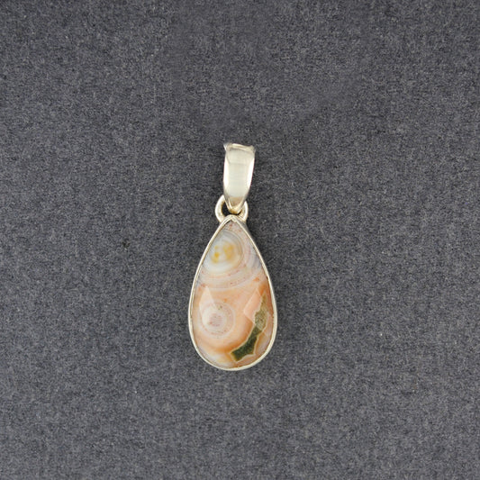 Sterling Silver Ocean Jasper Mini Faceted Teardrop Pendant