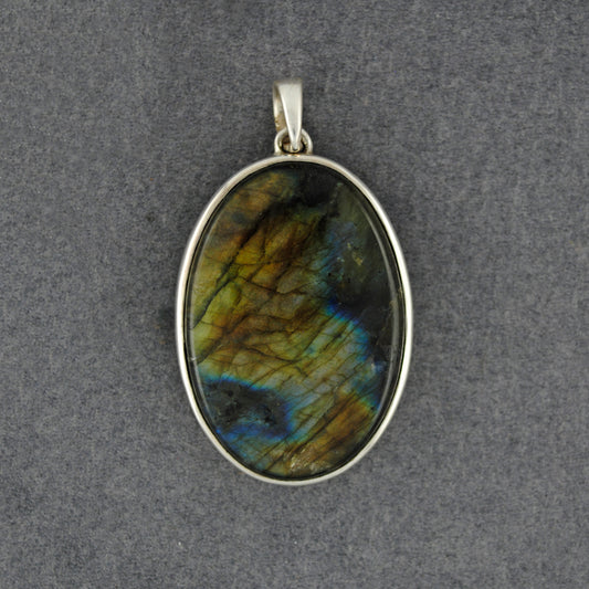 Sterling Silver Oval Golden Labradorite Pendant