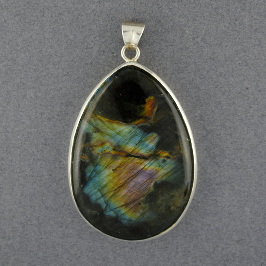 Sterling Silver Large Teardrop Labradorite Pendant