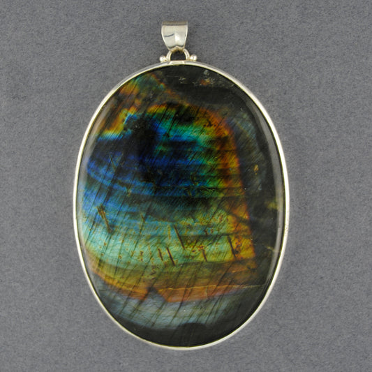 Sterling Silver Jumbo Oval Labradorite Pendant