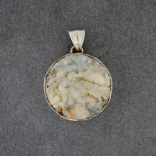 Sterling Silver Round Desert Druzy Pendant