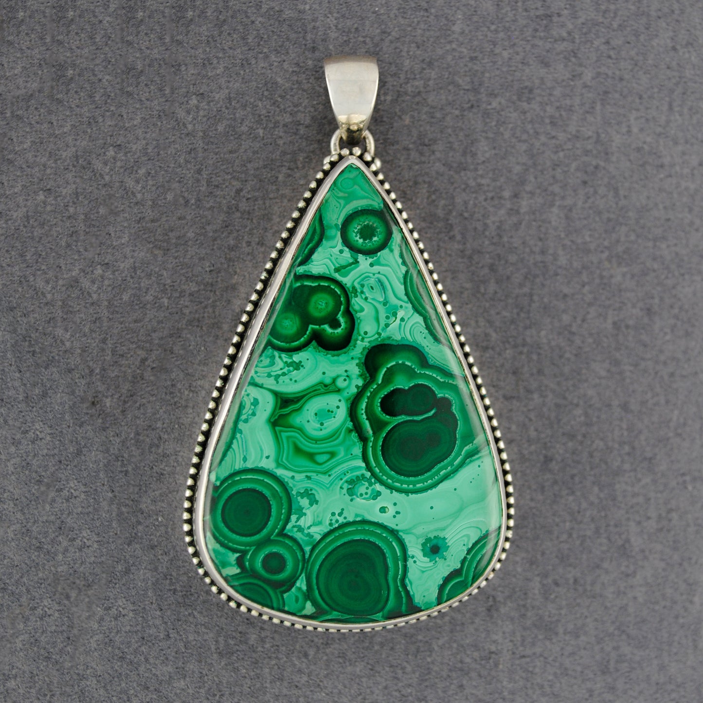 Sterling Silver Large Malachite Teardrop Pendant