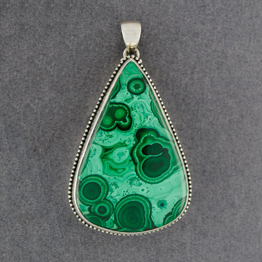 Sterling Silver Large Malachite Teardrop Pendant