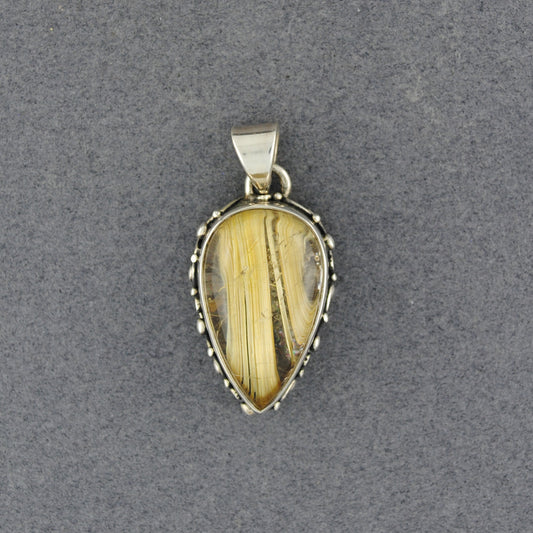 Sterling Silver Rutilatied Quartz Drop Pendant