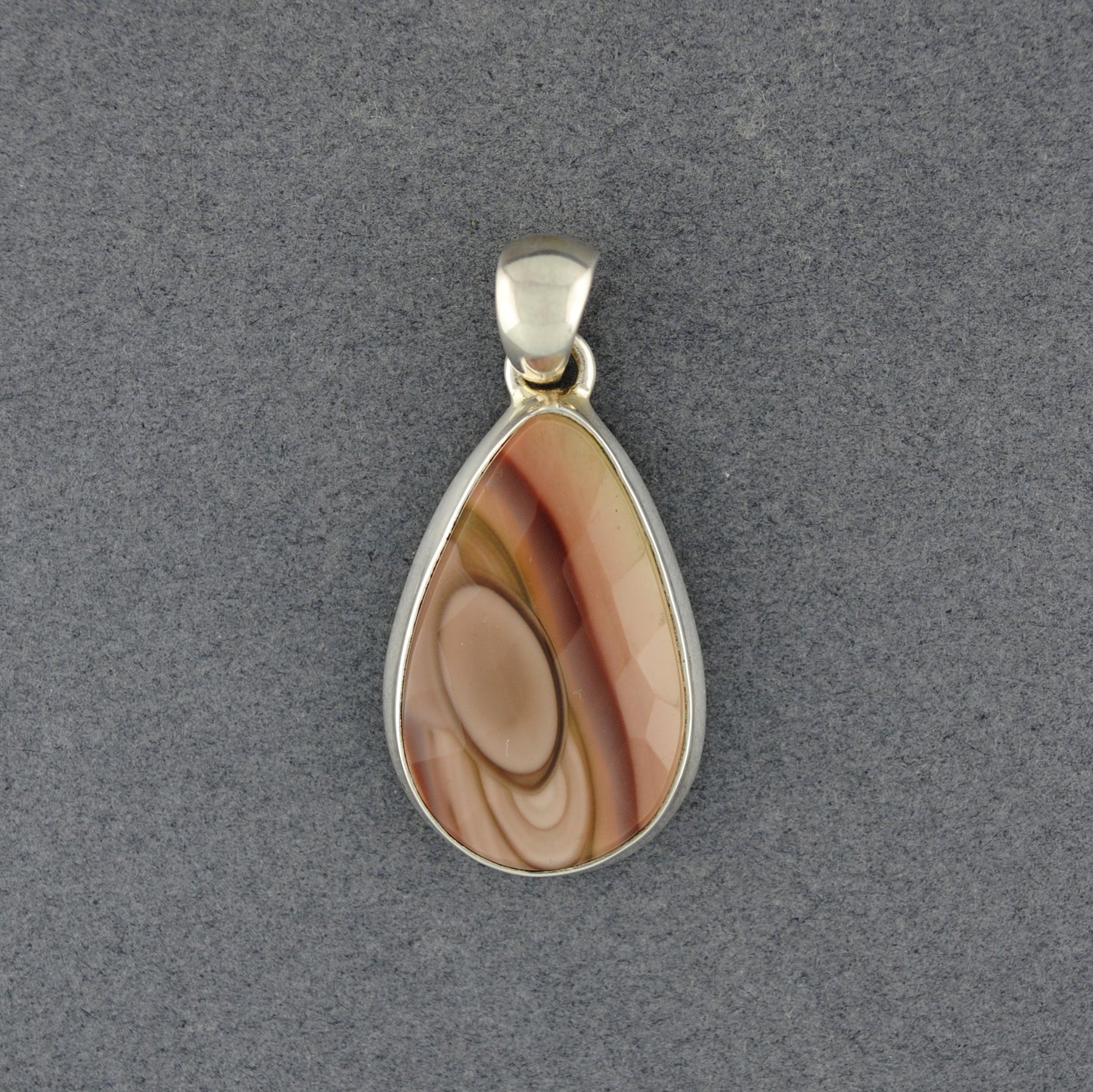 Sterling Silver Imperial Jasper Pink Faceted Teardrop Pendant