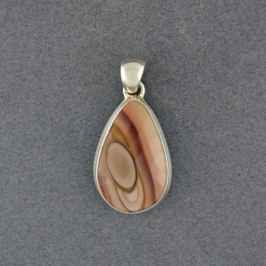 Sterling Silver Imperial Jasper Pink Faceted Teardrop Pendant