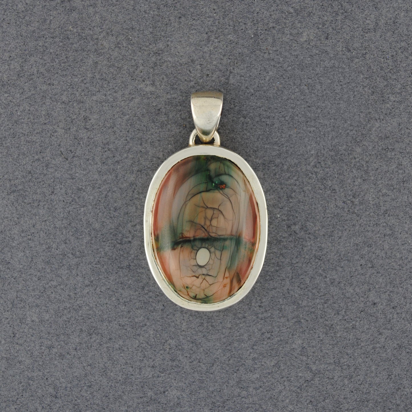 Sterling Silver Imperial Jasper Medium Oval Pendant