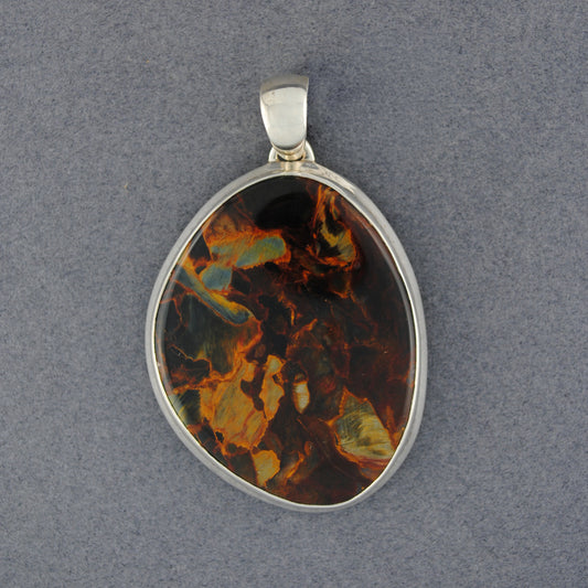 Sterling Silver Pietersite Angled Oval Pendant