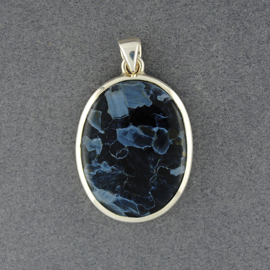 Sterling Silver Pietersite Blue Oval Pendant