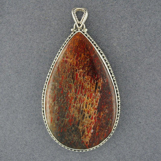 Sterling Silver Dinosaur Bone Jumbo Teardrop Pendant