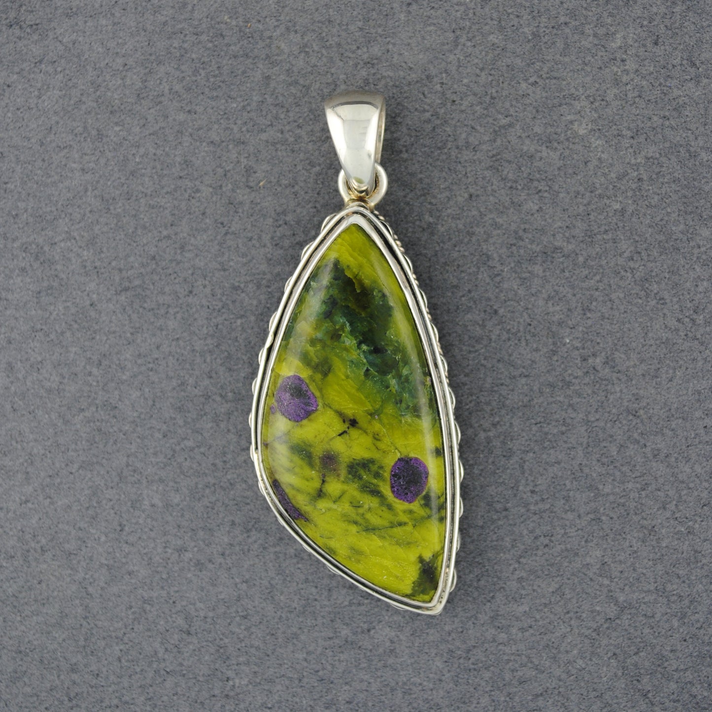 Sterling Silver Stichtite Angled Drop Pendant