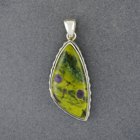 Sterling Silver Stichtite Angled Drop Pendant