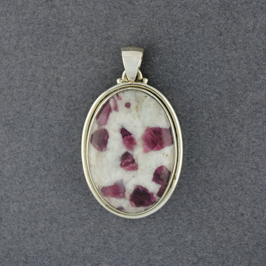 Sterling Silver Tourmaline in Quartz Oval Bezel Pendant