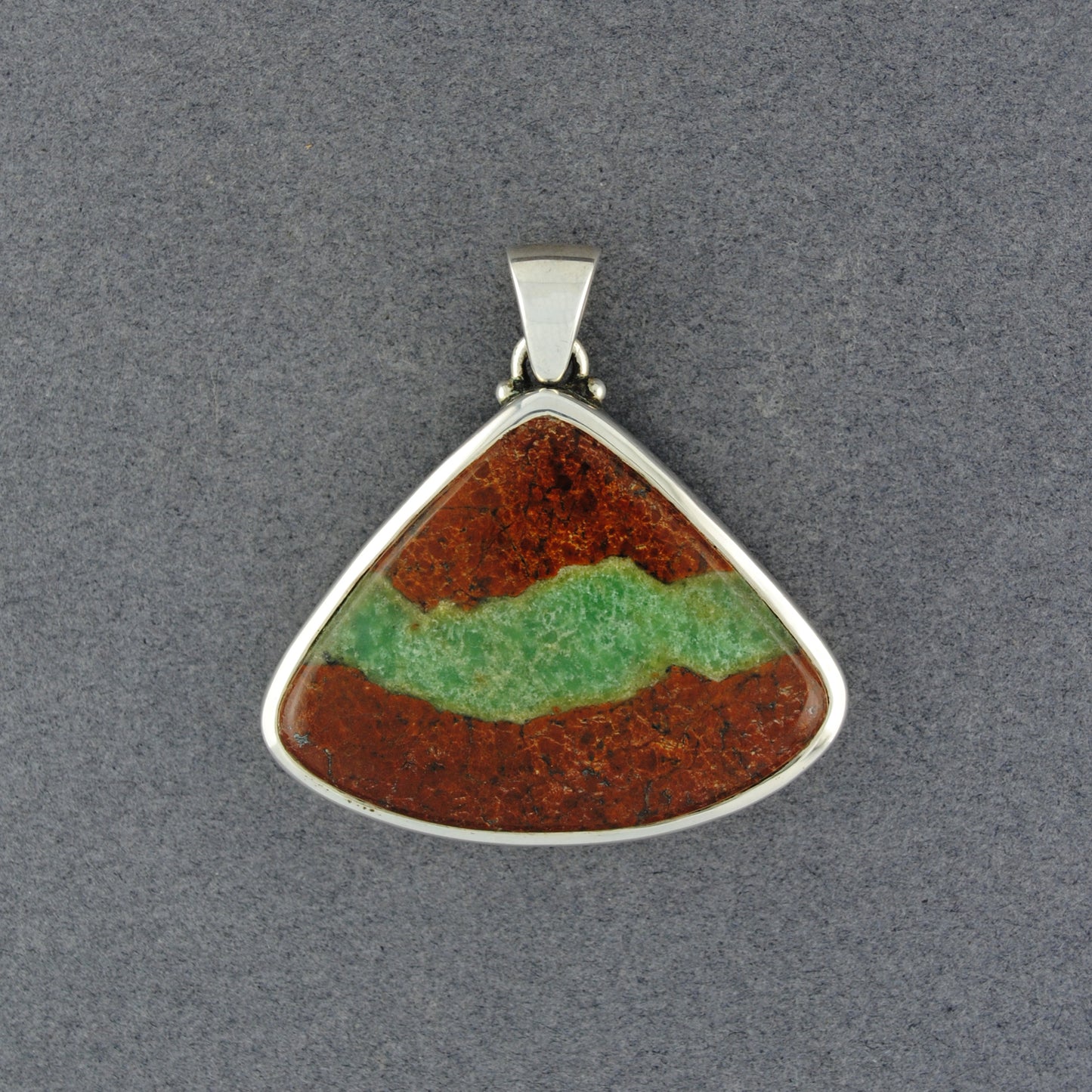 Sterling Silver Boulder Chrysoprase Triangle Pendant