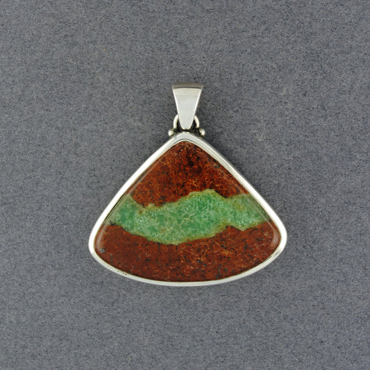 Sterling Silver Boulder Chrysoprase Triangle Pendant