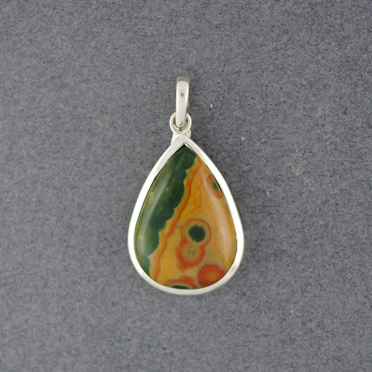 Sterling Silver Ocean Jasper Small Teardrop Pendant
