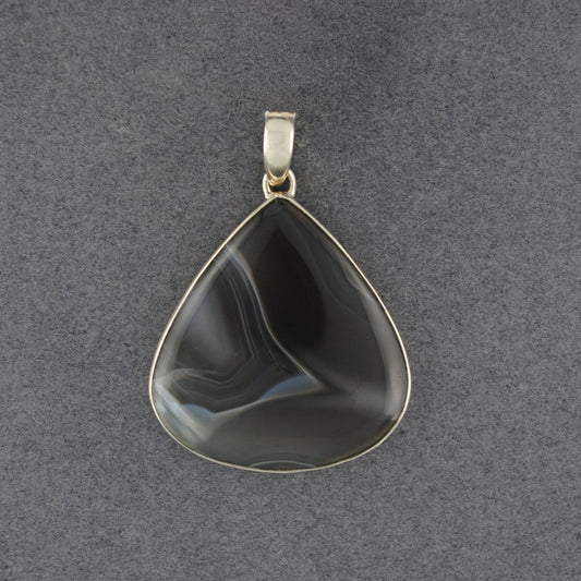 Sterling Silver Agate Wide Teardrop Pendant