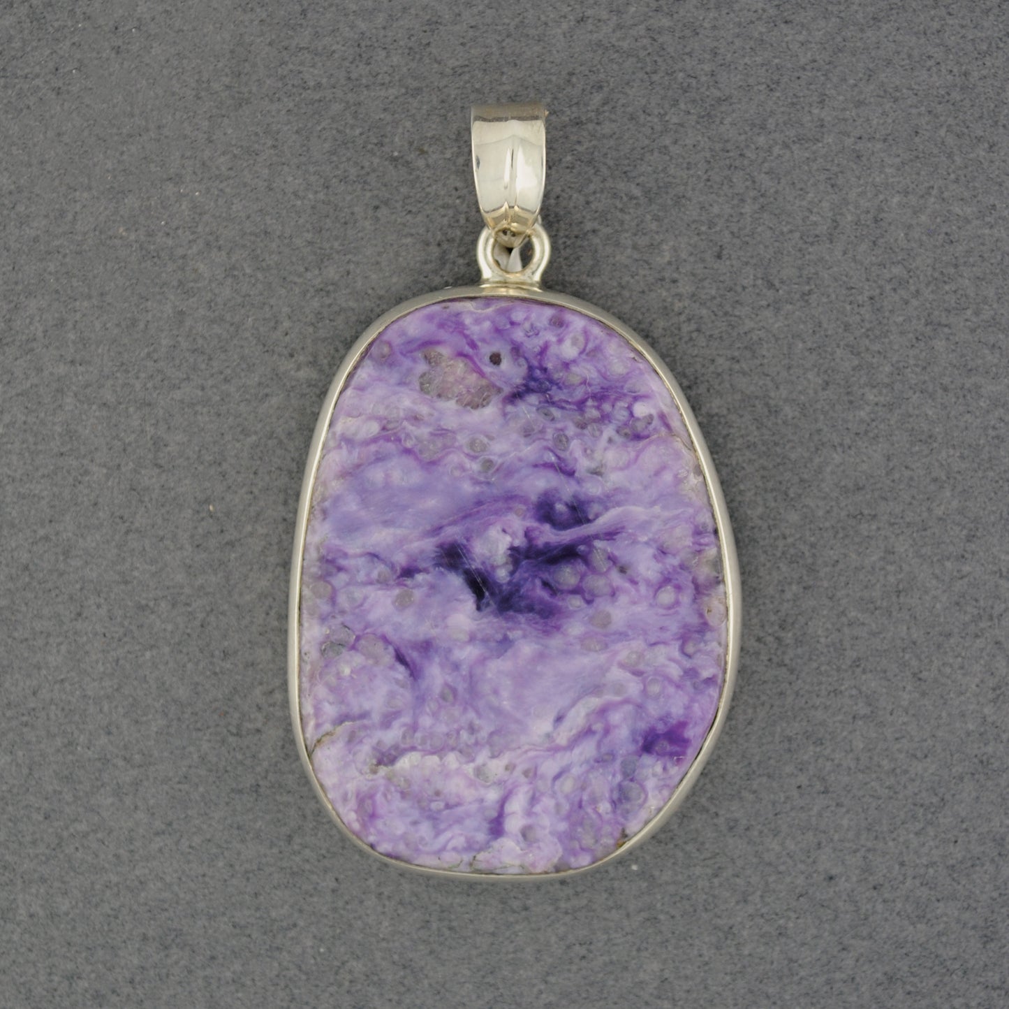 Sterling Silver Charoite Free Form Pendant