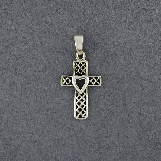 Sterling Silver Celtic Heart Cross Pendant