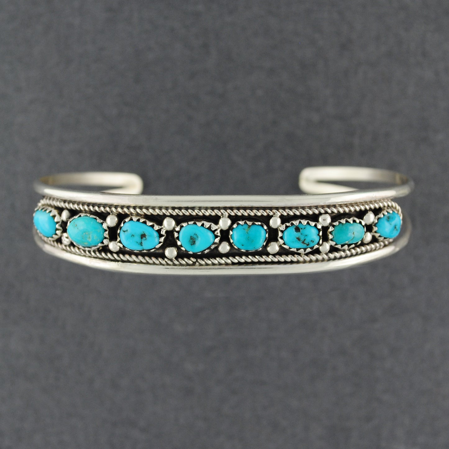 Sterling Silver 8 Stone Turquoise Cuff Bracelet