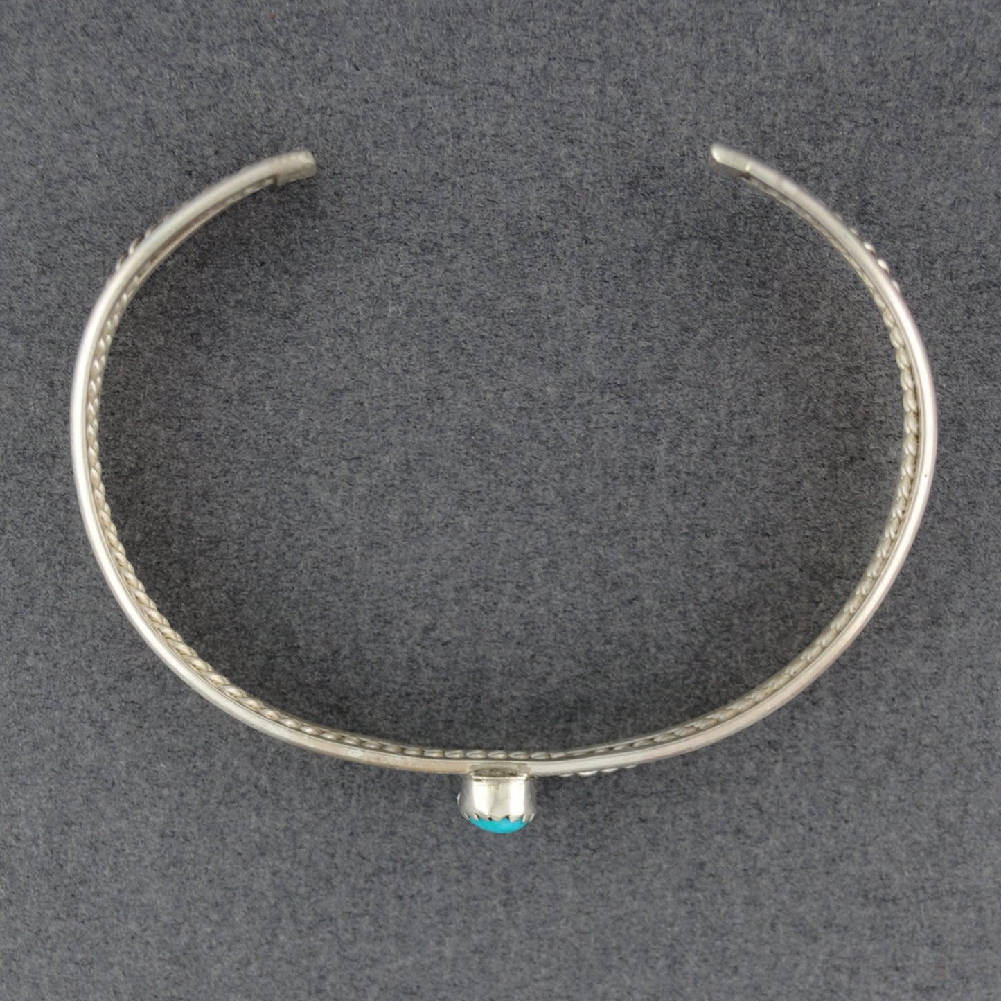 Sterling Silver Small Turquoise Oval Double Twist Cuff Bracelet