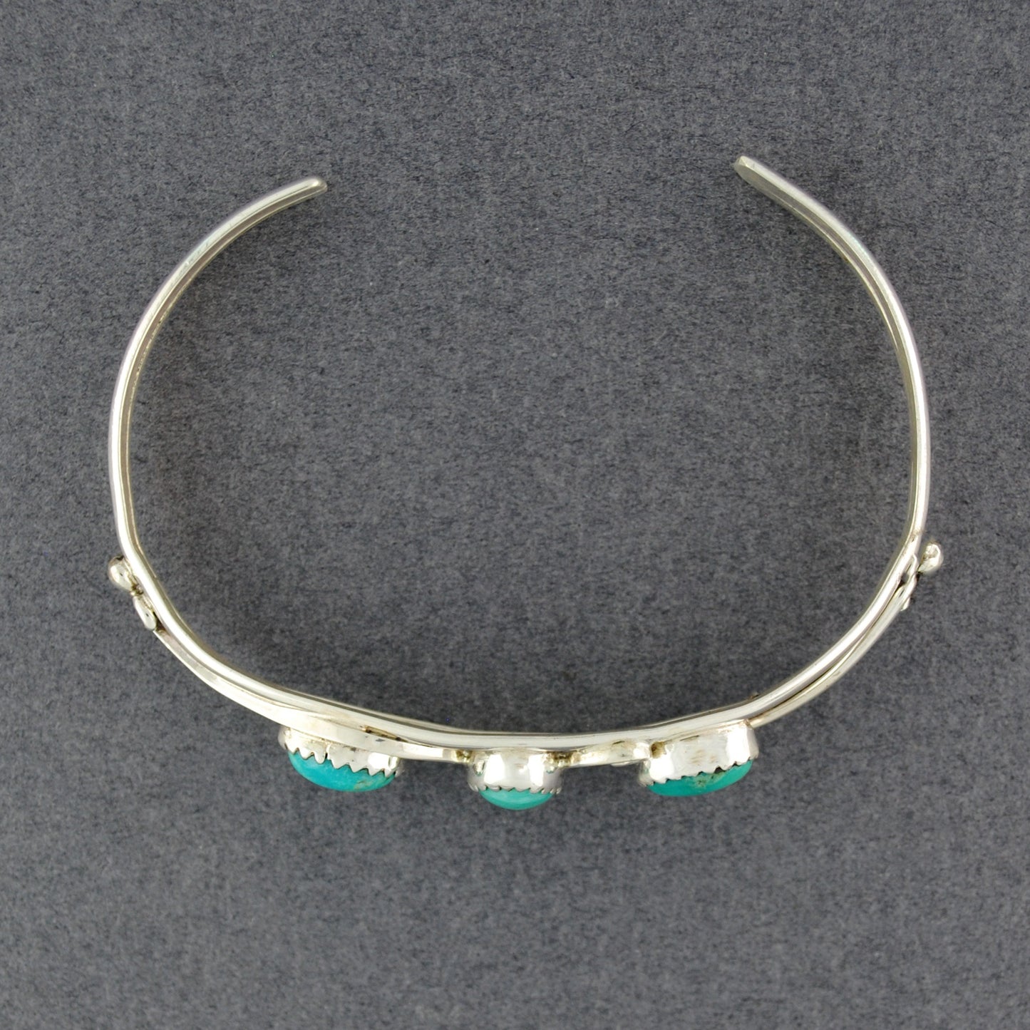 Sterling Silver Turquoise Ovals and Curls Cuff Bracelet