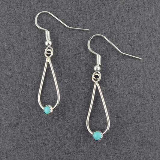 Sterling Silver Turquoise On Teardrop Earrings