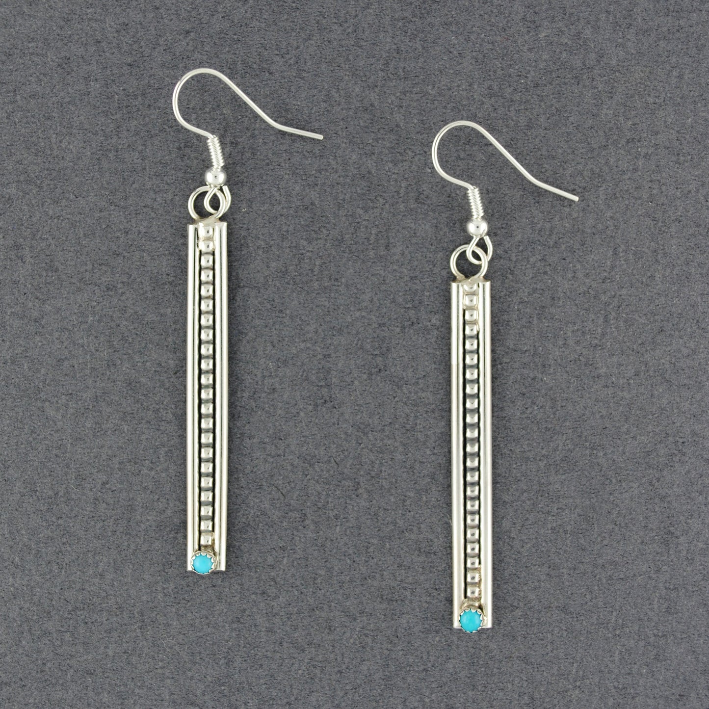 Sterling Silver Turquoise Long Bar Earrings