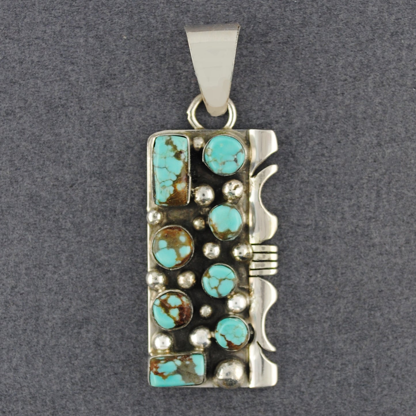 Sterling Silver Turquoise Circles And Rectangles Pendant