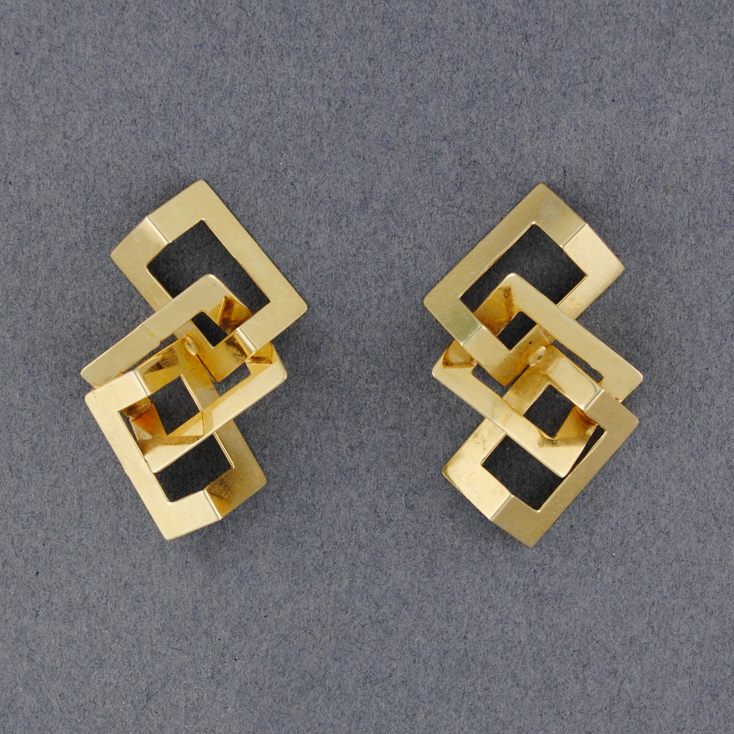 Modernist Rectangle 14K Gold Earrings