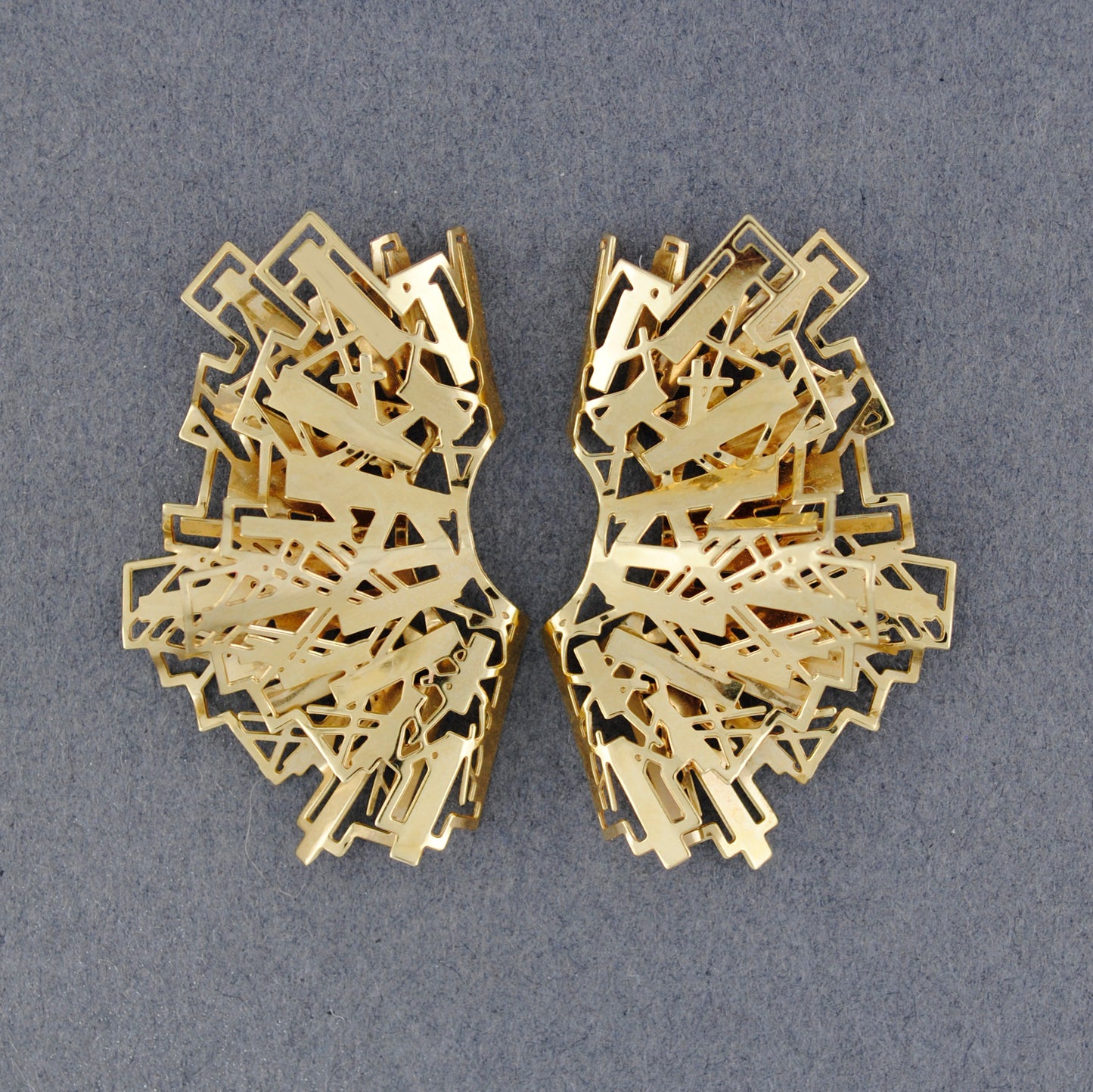 Modernist Fan 14K Gold Earrings