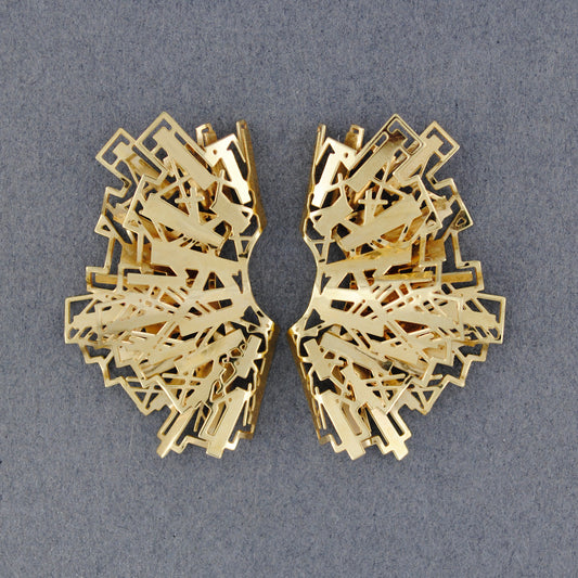 Modernist Fan 14K Gold Earrings
