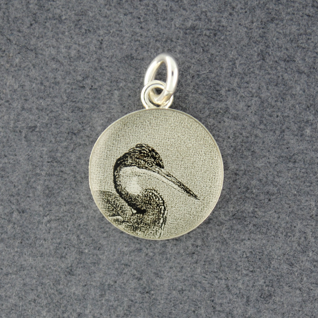 Sterling Silver Blue Heron Picture Pendant