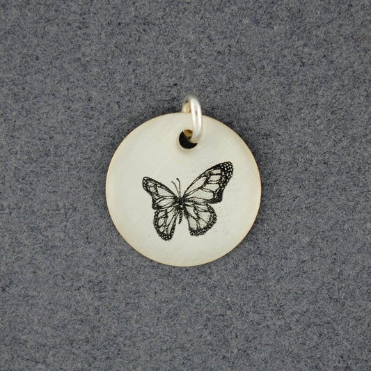 Sterling Silver Butterfly Flat Picture Pendant