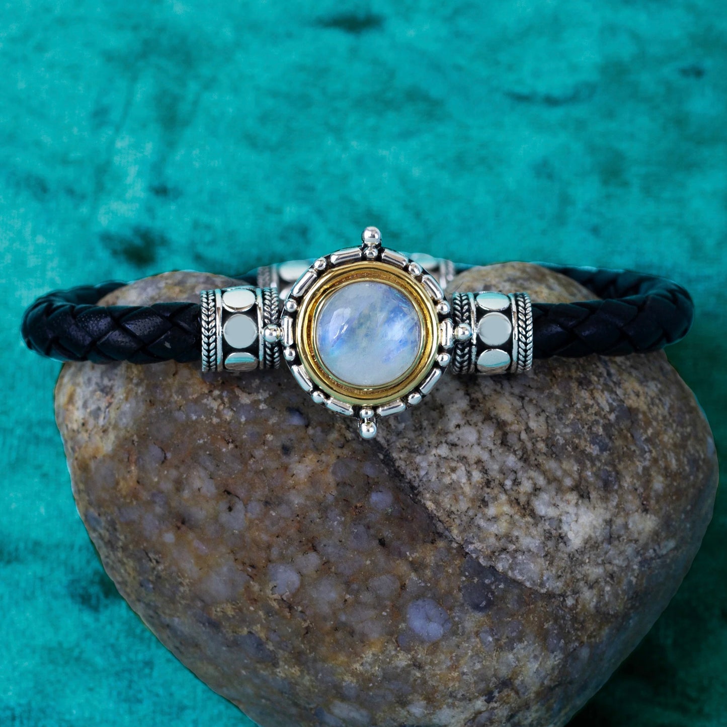 Cassandra Moonstone Leather Bracelet