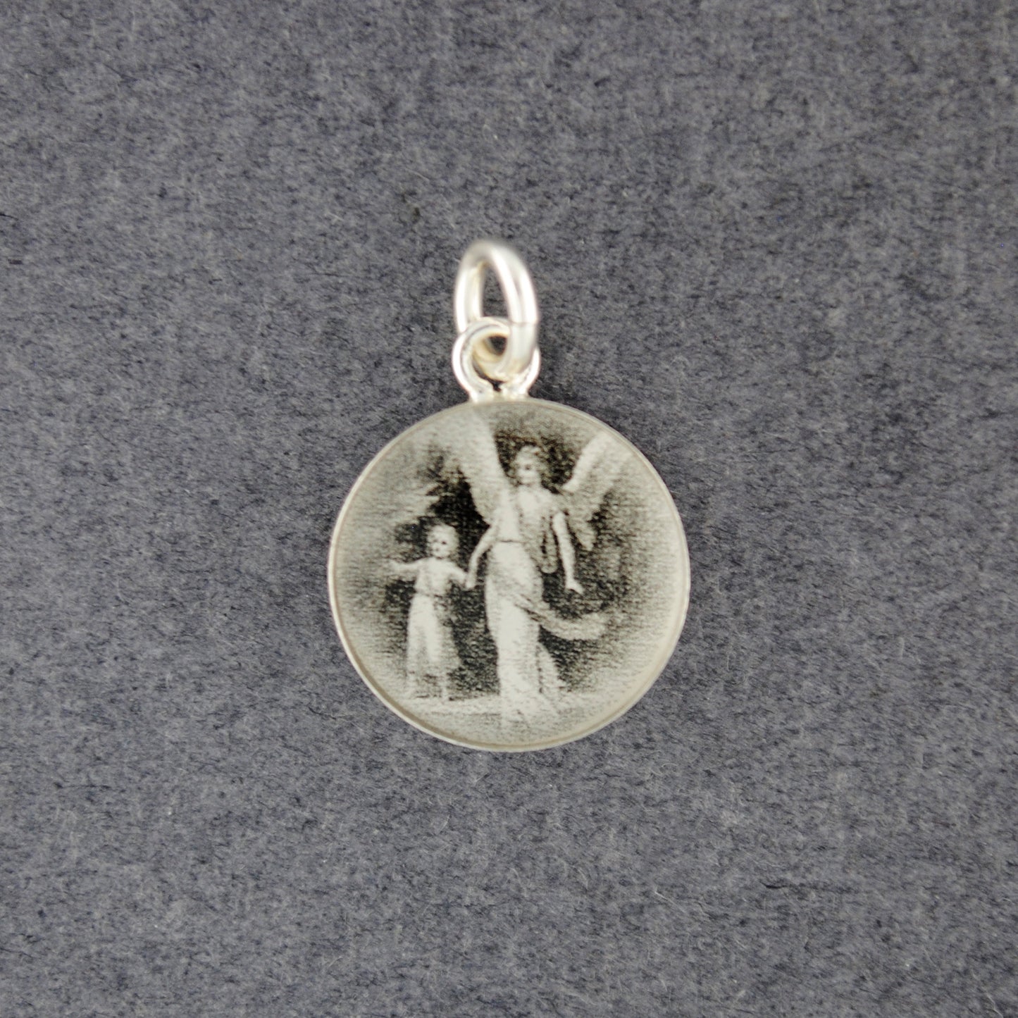 Sterling Silver Guardian Angel Picture Pendant