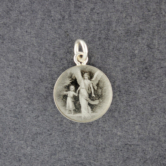 Sterling Silver Guardian Angel Picture Pendant