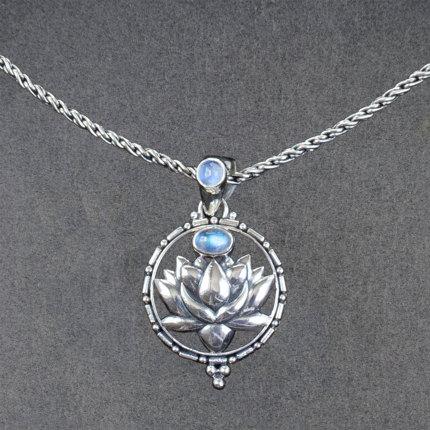 Lotus Flower Moonstone Necklace