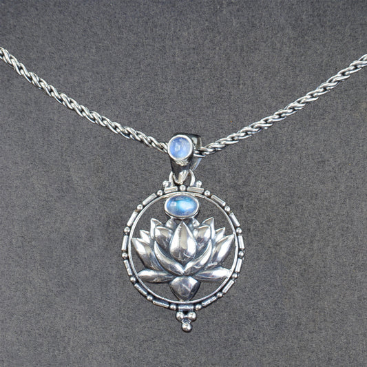 Lotus Flower Moonstone Necklace