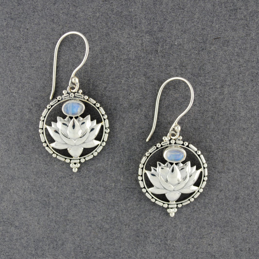 Lotus Flower Moonstone Earrings