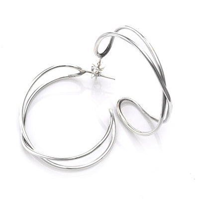 Sterling Silver Crossover Hoop Earrings